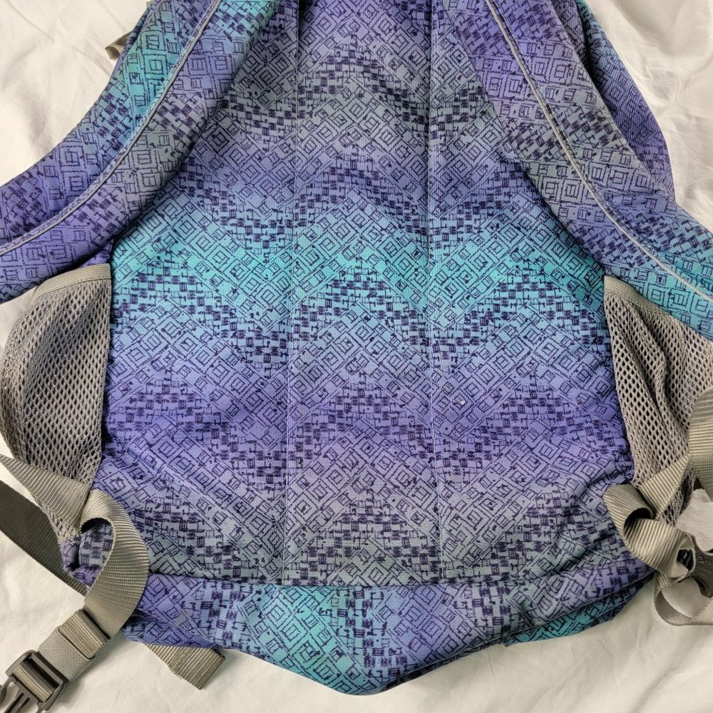 L.L. Bean Deluxe Book Pack Backpack Purple Blue Teal Geometric School 505445 - Picture 3 of 9